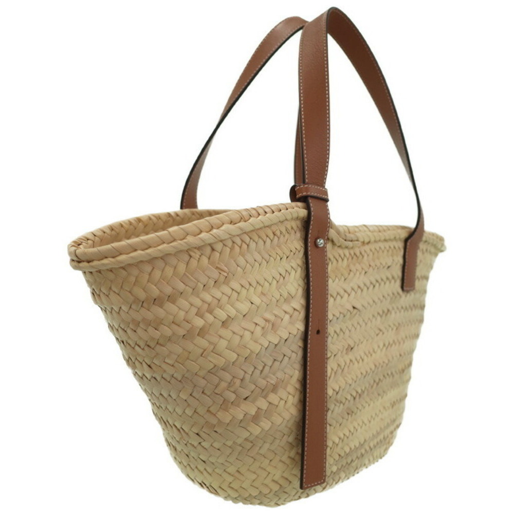 Loewe woven Tan leather Basket Bag palm calfskin Paula anagram leaf Ibiza